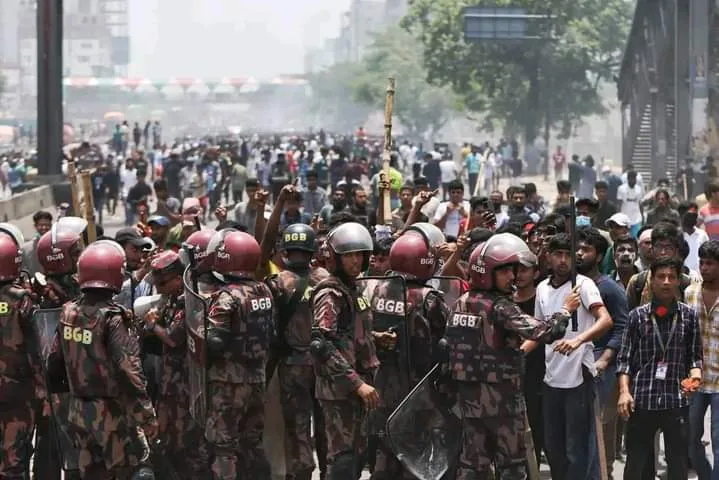 IN PHOTOS: Bangladesh is experiencing its worst civil unrest in more than a decade as over 30 have died over the last three days including 25 on Thursday, according to Agence France-Presse, as students launched protests against a discriminatory job quota system.

The anti-quota protesters have been facing off against security forces and groups aligned with the ruling Awami League led by Prime Minister Sheikh Hasina.

A Facebook post from the state-run Bangladesh Television station in Dhaka appealed for help saying the facility was in flames and many people were locked inside.

“I escaped by leaping over the wall but some of my colleagues got stuck inside. The attackers entered the building and set furniture on fire,” a producer at the station told the Associated Press by phone.

Later, an official at the station told AFP that all had been evacuated from the building.

The student protests began last week after the High Court in June reinstated a quota that reserves 30% of civil service jobs for relatives of those who fought in the 1971 war that resulted in Bangladesh’s independence. 

On Thursday, the government said it was ready for immediate talks with the protesters.