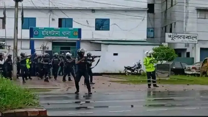 Today we've totally a peaceful movement. But still they shooting at us.
This picture is from Khulna's movement. They even shoots at Sylhet & Dhaka. 