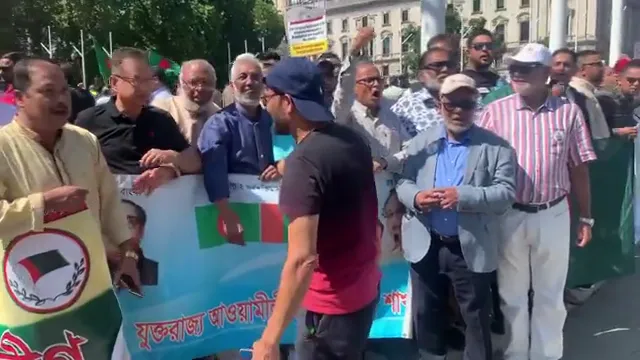 The irony. The irony. … Here is the Uk Awami League, holding right now  in London a peaceful rally o