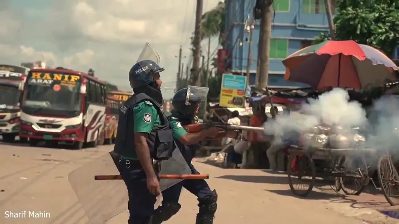 Police are firing directly at the students.